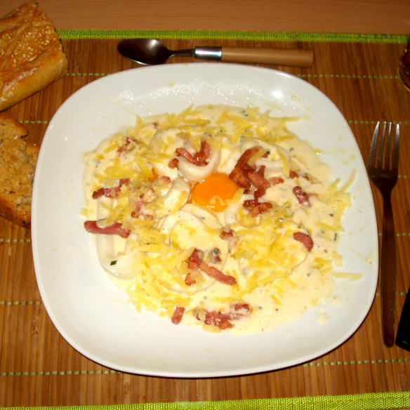 Calamars à la carbonara inspiré de Jean François Piège