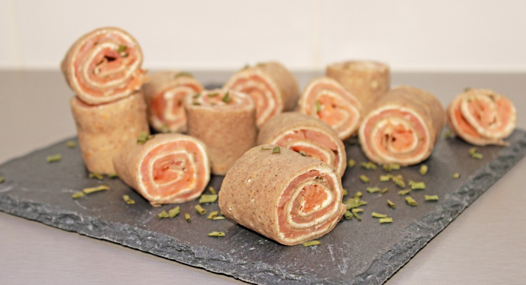 Roulés de crêpes au saumon fumé