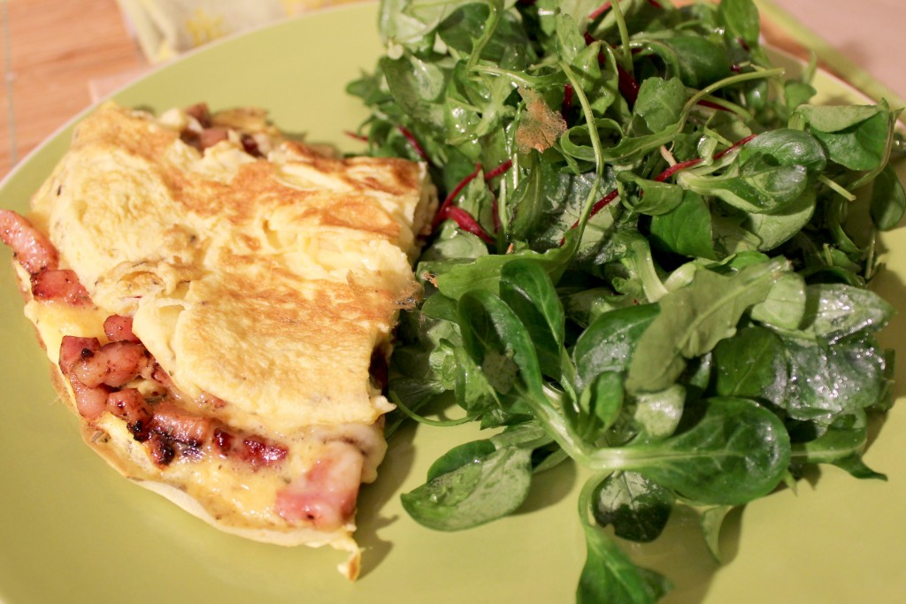 Omelette aux lardons et comté
