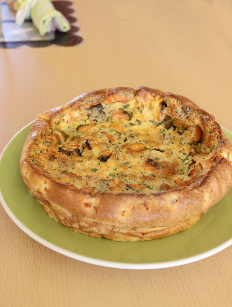 Quiche au thon, moules et curry