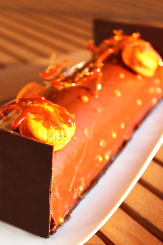 Bûche de noël au chocolat et caramel au beurre salé