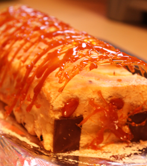 Bûche de noël aux pommes et caramel au beurre salé accueil