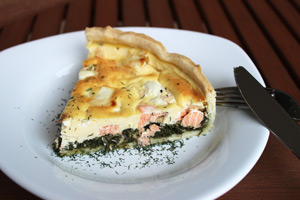 Quiche ou tarte saumon épinards et chèvre