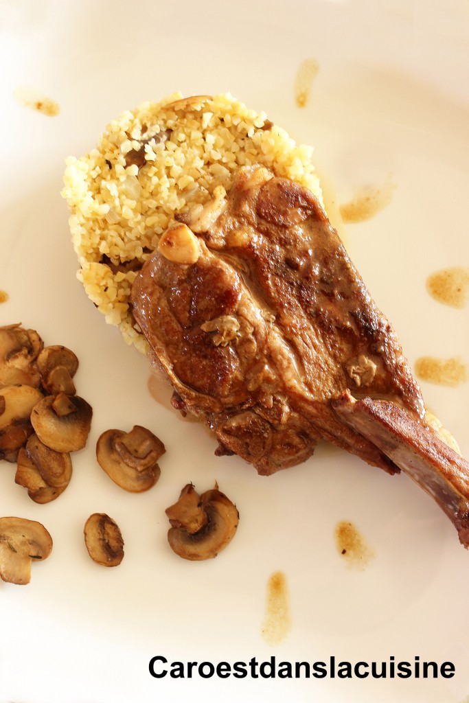 Carré d'agneau boulgour cremeux et champignons