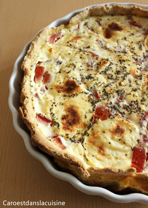 Quiche aux tomates fraîches, fromage de chèvre et basilic