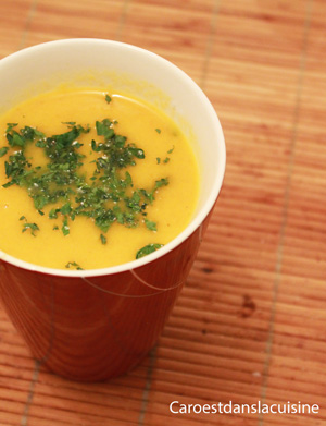 Soupe de carottes ou velouté de carottes à l’orange et au curry