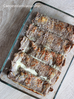 Crêpes farcies aux champignons et rôti de porc