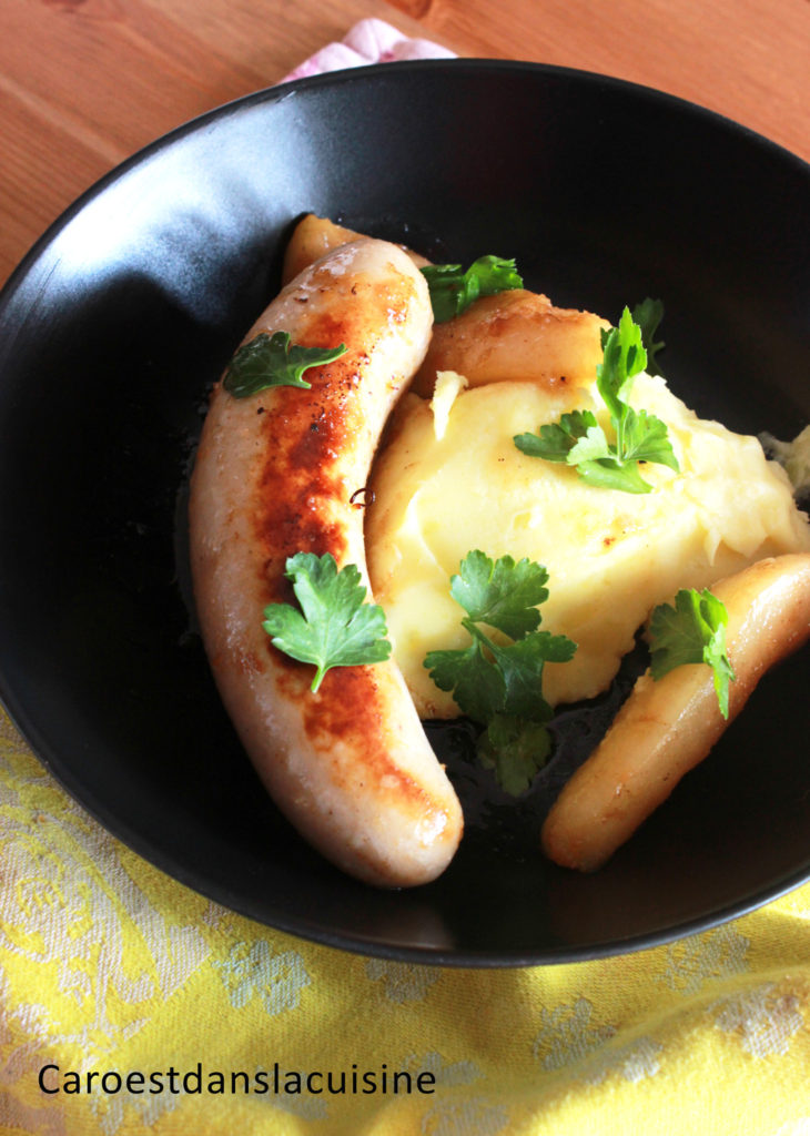 Boudin-blanc-aux-poires-et-purée-de-pommes-de-terre-2